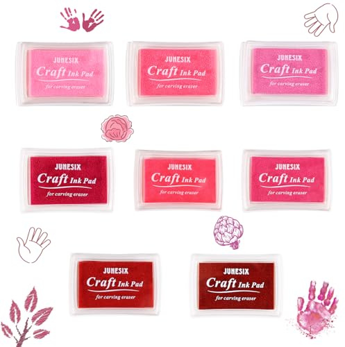 Silkwish 8 Stück Stempelkissen Rosa für Fingerabdrücke, Stempelkissen Rot, zum Basteln und zum kreativen Gestalten, zum Papier Handwerk Stoff Malerei Basteln und zum kreativen Gestalten