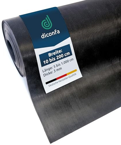 diconfa Feinriefenmatte Gummimatte 3mm stark - BREITE 0,1m bis 2m - LÄNGE 0,05m bis 10m - Auswahl 0,4m x 0,7m (400mm x 700mm) - Feinriefe Gummi Antirutsch Rillenmatte Meterware rutschfest