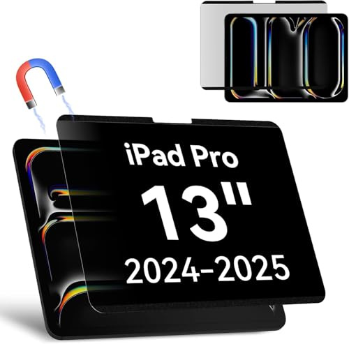 Filtro de privacidad magnético compatible con iPad Pro de 13 pulgadas M4 (2024), extraíble, antirreflejos, luz azul, protector de pantalla de privacidad, sin burbujas, reutilizable