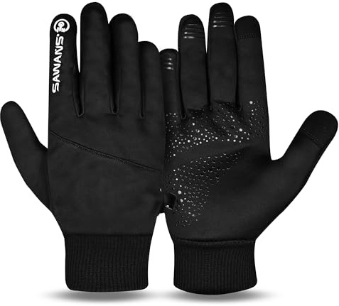 SAWANS Running Gloves Touch Screen Warm Winter Anti-slip Lightweight Gloves Men Women Elastic Cuff Thermal Gloves Driving Cycling Climbing Hiking Skiing (Black, L)