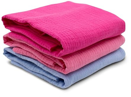 VmG-Store 3 x muslinset vardera 0,5 m x 1,35 m, dubbel Gauze-tyg, 100 % bomullstyg, Tex Standard 100 (Set24, set om 3 vardera 0,5 m)