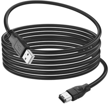 HATMINI Cavo adattatore Firewire da 6 pin a USB da 1,8 m, cavo convertitore USB 2.0 A maschio Firewire IEEE 1394 a 6 pin per stampante, scanner, fotocamera digitale, disco rigido
