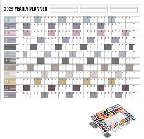 Jahresplaner 2025 Wandkalender 12 Monats Wandplaner Kalender 2025 Jahreskalender Plakatkalender Quadratischer Kalender Mit Aufklebern Für Büro Schule