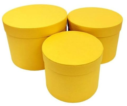 INERRA Flower Hat Boxes Florist Box Vase - Set of 3 (Yellow)