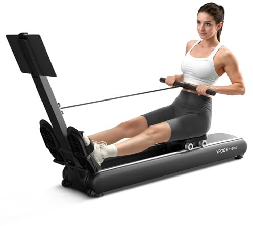 YPOO Rudergeräte für zuhause das Heim-Fitnessstudio Rudergerät klappbares mit 16 Widerstandsstufen Fitnessgeräte für Zuhauset mit LCD-Display Sitzkissen und App
