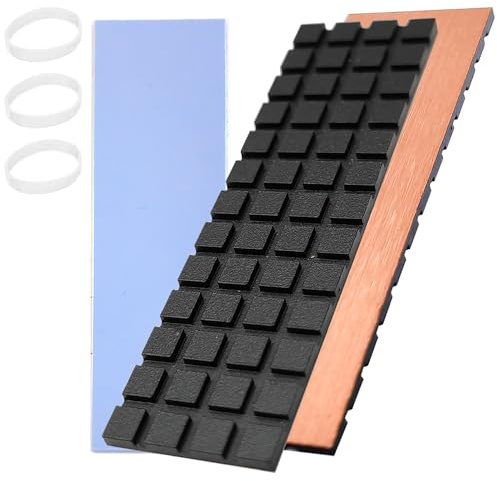 Hodyludy Dissipateur Thermique M.2 70x20x2mm en Cuivre Pur, Revêtu de Graphène, avec Coussinet Thermique Silicone pour Refroidir les SSD 2280 M.2 NVME de Laptop
