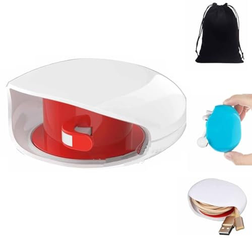 Enrouleur de câble automatique Aboutabsent, organiseur de câbles rétractable, nouvel organiseur de câbles horizontal automatique 2025, pour câbles USB, casque, données (Blanc)