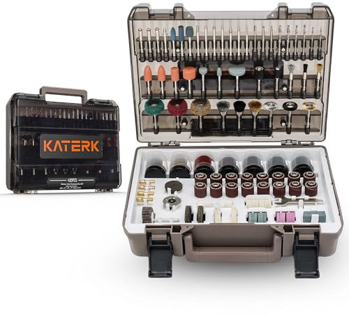 Katerk Kit D'accessoires pour Outils Rotatifs, 420 PiÈCes, embouts Universels de 1/8, pour la DÉCoupe, le Ponçage, le Polissage, la Sculpture, le Meulage, L'affûtage Et le Perçage