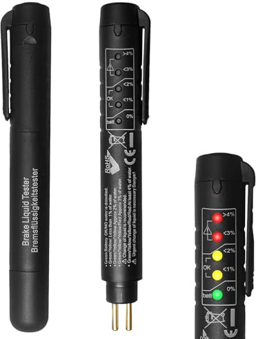 kclkda Upgraded 5-in-1 Automotive Brake Fluid Tester Pen, Universal Brake Fluid Moisture Analyzer for DOT3, DOT4, DOT5, ENV6, ENV4 with 5 LED Indicator Lights – Accurate, Fast, Portable