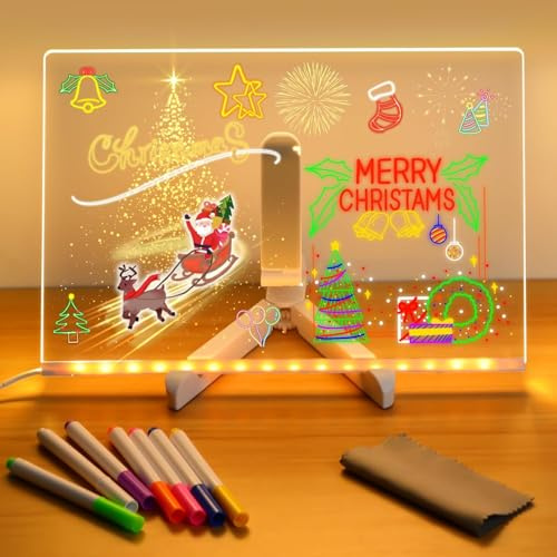 Nouveau Tableau De Notes Led Avec Couleurs，Tableau à Message Led Avec 7 Couleurs De Stylo/Support，Tableau De Dessin Illuminé Led Pour Le Bureau, L'école Et La Maison. (30 * 20cm)