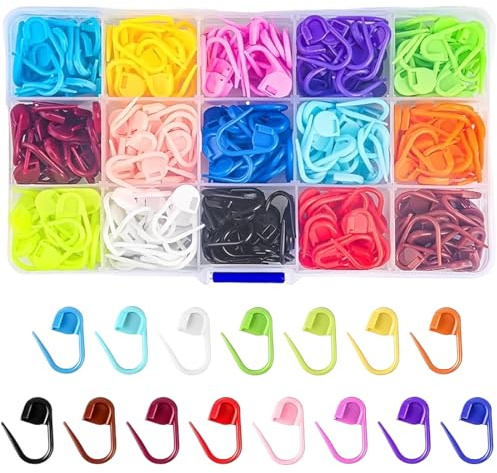 EJRUP 300 Pièces Marqueur Crochet,Marqueur Tricot, avec Boîte,15 Couleurs Anneaux Marqueurs Tricot, Marqueurs Verrouillages Epingles, Pour Tricoter, Crocheter ou Loisirs Créatifs