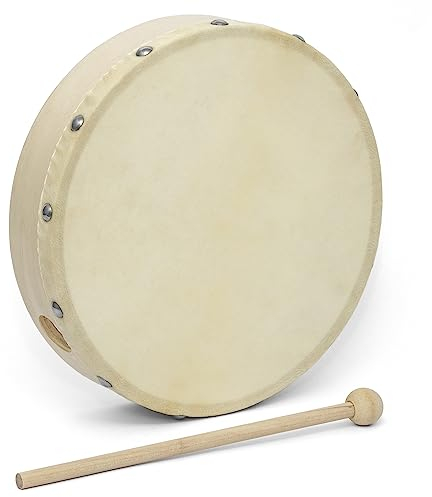 World Rhythm HD-8 Handtrommel - 8 Zoll vorgestimmte Rahmentrommel - inklusive Beater - Authentisches Ziegenhaut-Trommelfell