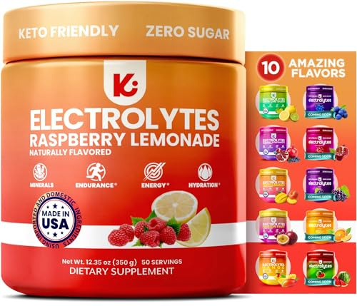 Keppi Electrolytes Powder – Raspberry Lemonade Flavor 50 Servings – No Sugar Hydration Supplement with Magnesium, Potassium, Sodium – Keto, Vegan, Fasting-Friendly, Zero Calorie Electrolyte Drink
