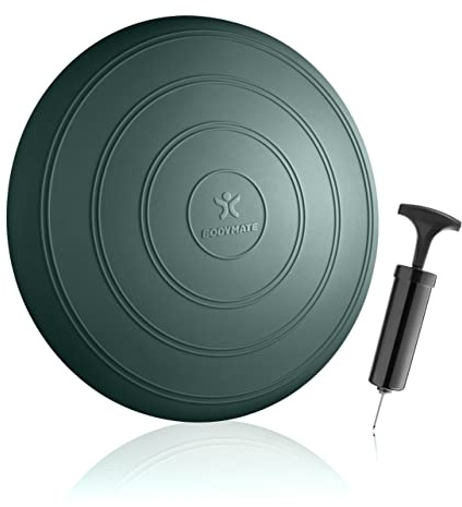 BODYMATE Cojín de Equilibrio Comfort Con Bombín, Diámetro 33 cm | Propioceptivo, Inestable, de Asiento | Entrenamiento de Tronco, Espalda, Fitness, Rehabilitación, Coordinación