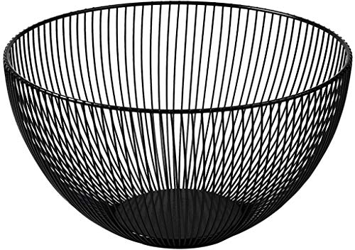 2-Packs Fruit Fil Métal Bowl Fruit Basket, 9.7 ronde bol de stockage panier de vidange, pain, snacks, fruits, légumes, cuisine salon (Color : Black, Taille : 2 PACK)