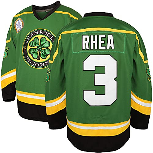 3 Ross The Boss Rhea ST John's Shamrocks - Camiseta de hockey cosida con parche EMHL, color blanco y verde, 3 Verde, XX-Large