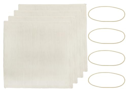 Cornucopia Brands Kombucha Jar Cloth Covers (4-Pack); Unbleached Muslin Cloth Covers w/Rubber Bands, Custom Size for Kombucha Jars