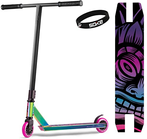 Soke Patinete Freestyle Para Adultos Y Niños Trick Scooter Con Manillar De 360° Rodamientos De Bolas ABEC-9 Sistema De Freno Flex Fender Street Black Neochrome Evo Street