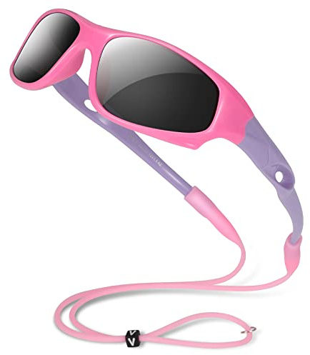 Hifot Polarisées Lunettes de Soleil pour Enfant Anti UV400 Lunettes de Soleil Monture en Caoutchouc Flexible Lunettes de Sport Mixte pour 3-10 Ans Fille et garçon