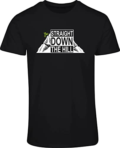 Cykel T-shirt för män: Straight Down The Hill – cykelsport-t-shirts för män – mountainbike MTB-skjorta, svart, XXL