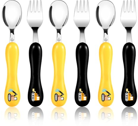 Lehoo Castle Set di posate per bambini, 6 pezzi, in acciaio inox, posate per bambini, cucchiaio per bambini, forchetta