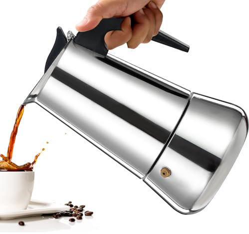 Vaolvpant 6 Cup Stainless Steel Moka Pot Stovetop Espresso Maker