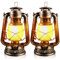 2 Stücke LED Vintage Laterne, USB Wiederaufladbare 4 Modi Stufenlos Dimmbare LED Petroleumlampe, Hängende Outdoor Laterne mit Flammen Effekt für Garten Terrasse Deck Wohnzimmer Balkon