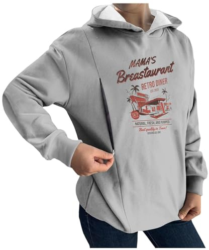 Dasongff Top Allattamento Donna Stampato e Manica Lunga Felpe Incinta Gravidanza Cerniere Dissimulate Top Pigiama Allattamento Felpe con Cappuccio Allattamento Autunno Pullover di Maternità