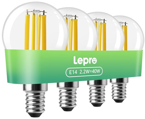 Lepro Energieklasse A E14 LED warmweiss Lampe 2.2W 470 Lumen P45 2700K Warmweiß LED Glühbirne,entspricht 40W Glühlampe,300° Abstrahlwinkel Nicht Dimmbar Energiesparlampe, 4er-Pack
