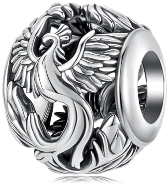 Kerraom Charm de Fénix de Plata Esterlina 925 - Colgante Vintage para Pulsera - Regalo Elegante para Mujer, Niña o Madre - Estilo Chino con Cultura Oriental