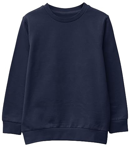 Unisex SweatShirt Boys Girls Fleece Jumper Classic Crew Neck Long Sleeve School Uniform Sweater NVY 9-11 Navy