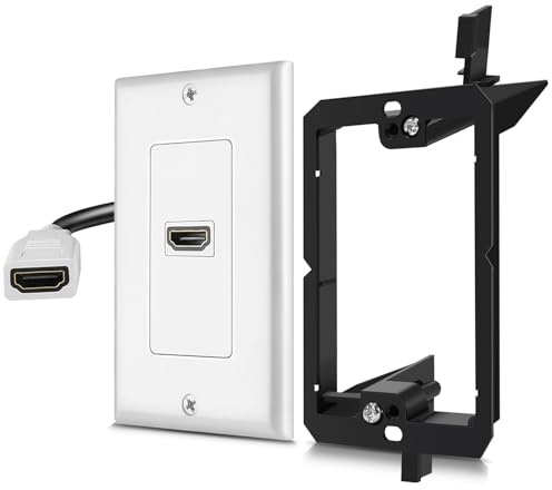 TNP Plaque murale HDMI – Panneau de montage HDMI 1 port avec support de montage en métal basse tension et câble coupleur en queue de cochon – Extension Ethernet haute vitesse 4K UHD ARC/eARC Prise de