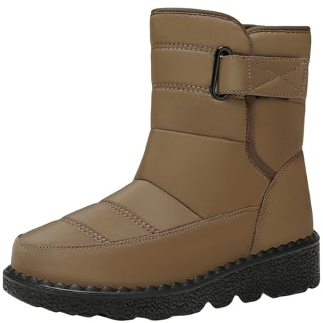 Bottes d'hiver pour femme - Doublées - Chaudes - Bottes de neige - Imperméables - Bottes d'hiver - Bottes de randonnée - Bottes d'équitation thermique, café, 42 EU