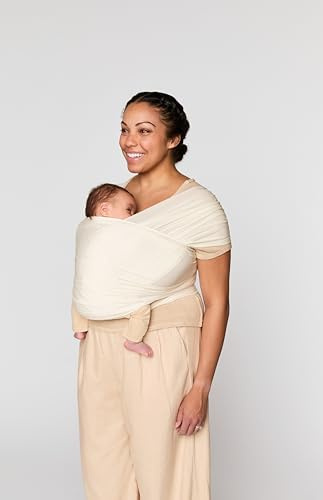 Ergobaby Babytragetuch für Neugeborene ab Geburt bis 11,3 kg, Aura Mesh Tragetuch aus recyceltem Polyester und Elastan, Elastisch und atmungsaktiv, Sling Wickeltuch unisex, Cream