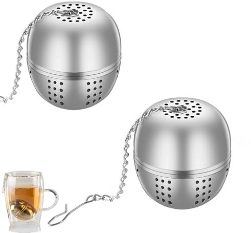 2 Stück teesieb, tee-Eier, Losen Tee, für Die Meisten Tasseteekanne Teefilterhalt Teehalter Gewürzei für Teekannen(Silber)