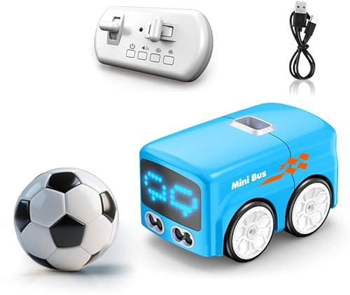 Yanmis Magic Mini RC Bus, 2026 Gesto y Control Remoto Sensor Inteligente Coche, Seguimiento de Línea de Evitación Automática Vehículo RC de Escritorio con Luces de Expresión LED (Blue)