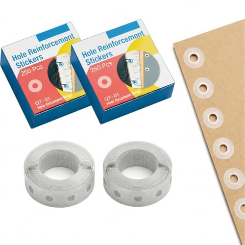 1000 Pcs Loose-Leaf Paper Hole Reinforcement Ring Label Stickers | Waterproof Self-Adhesive Hole Punch Protector, PVC Ring Hole Page Reinforcers Stickers for Office School Home Supplies