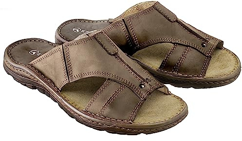 ESTRO Sandaler Herr Läder Mulor - Äkta Läder Sommarskor Herr Tofflor Män Mule med Halkfri Gummisula s1