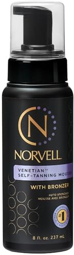 Norvell Venetian Sunless Self-Tanning Mousse with Bronzer - Instant Natural Looking Bronzing Glow, 236ml.
