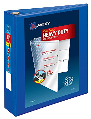 Avery Heavy-Duty View 3 Ring Binder, 2 One Touch EZD Rings, 1 Pacific Blue Binder (79778)