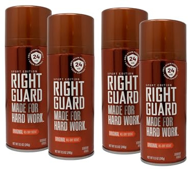 Right Guard Deodorant Spray Original - Made For Hard Work - 8.5 oz, Pack of 4