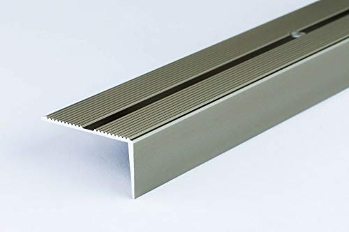 Anti Non Slip Stair Nosing Aluminium 40x20mm x 1M Edge Rubust Trim Drilled Carpet Guard TMW Profiles (Champagne)