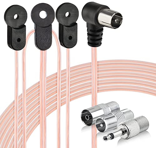Bingfu UKW Radio Antenne FM Zimmerantenne Wurfantenne Dipolantenne mit 3 Adapter Kompatibel mit Yamaha Denon Pionier Marantz Bose Wave Musiksystem Stereo Innenempfänger Audio-Radio-AV-Empfänger