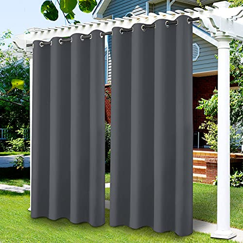 Outdoor Vorhänge Wasserdicht, Outdoor Verdunkelungsvorhang mit Ösen, Vorhang Blickdicht für den Gartenlaube, Schiebetür, Pergola, Privatsphäre Wärmeisoliert 1 Stücke (dunkelgrau, 132 x 274 cm)