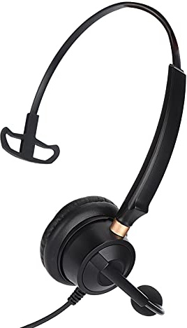 Telefonheadset med mikrofon, sladd telefonheadset anti-stöt med stora mjuka öronkuddar i konstläder för smartphone surfplatta