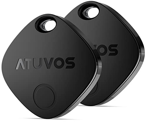 ATUVOS Air Tracker Tags-2 Pack, Bluetooth Luggage Tracker Works with Apple Find My APP (iOS Only, Not for Android), Keys Finder and Item Locator for Luggage, Backpack, Suitcases, Replaceable Battery