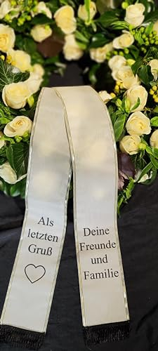 Trauerschleife Grabschleife 10 cm breit bedruckt Kranzschleife bedruckt (10 cm, maigrün)