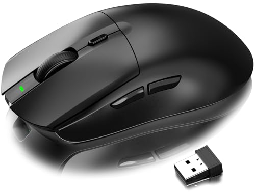 AJ139 G PRO Kabellose Gaming Maus, Leichtgewicht 59g FPS Mäuse, Optischer Sensor PixArt PAW3395, 26K DPI, Dual-Modus 2.4G / Kabelgebundene Maus, 6 programmierbare Tasten, für Win/Mac - Schwarz