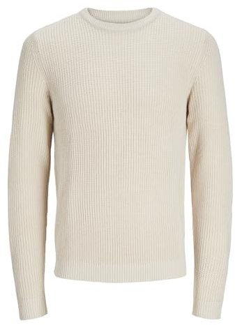 Jack & Jones Jjelewis Knit Crew Neck Sn Pull en Tricot pour Homme, Beige Clair, S