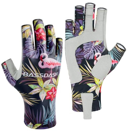 Bassdash ALTIMATE UPF 50+ Guantes de Pesca para Mujer protección Solar UV Guantes sin Dedos para Kayak Remo Senderismo Ciclismo conducción Entrenamiento de Tiro